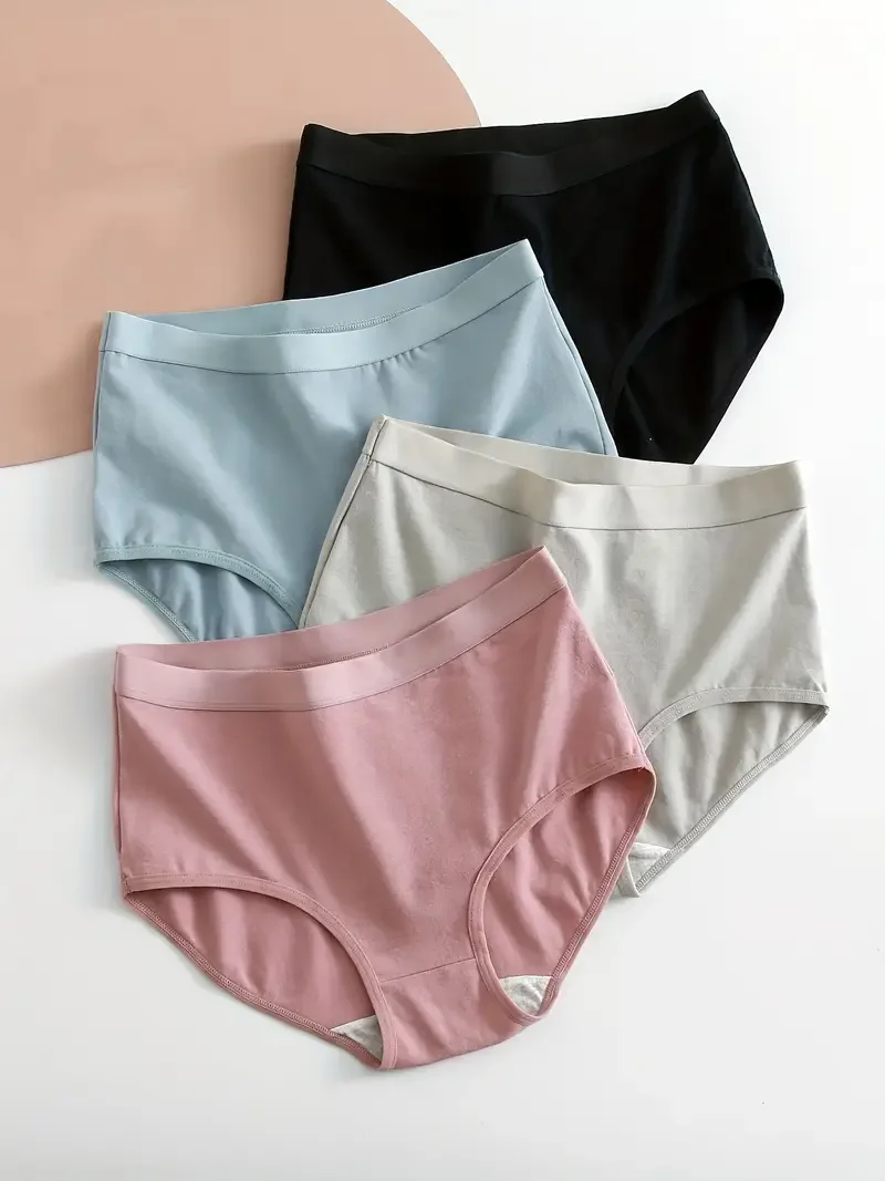 2PCS/Set Women Plus SizeCotton Panties Comfort Underwear 6 Colors Sexy Female High Waist Briefs Lingerie