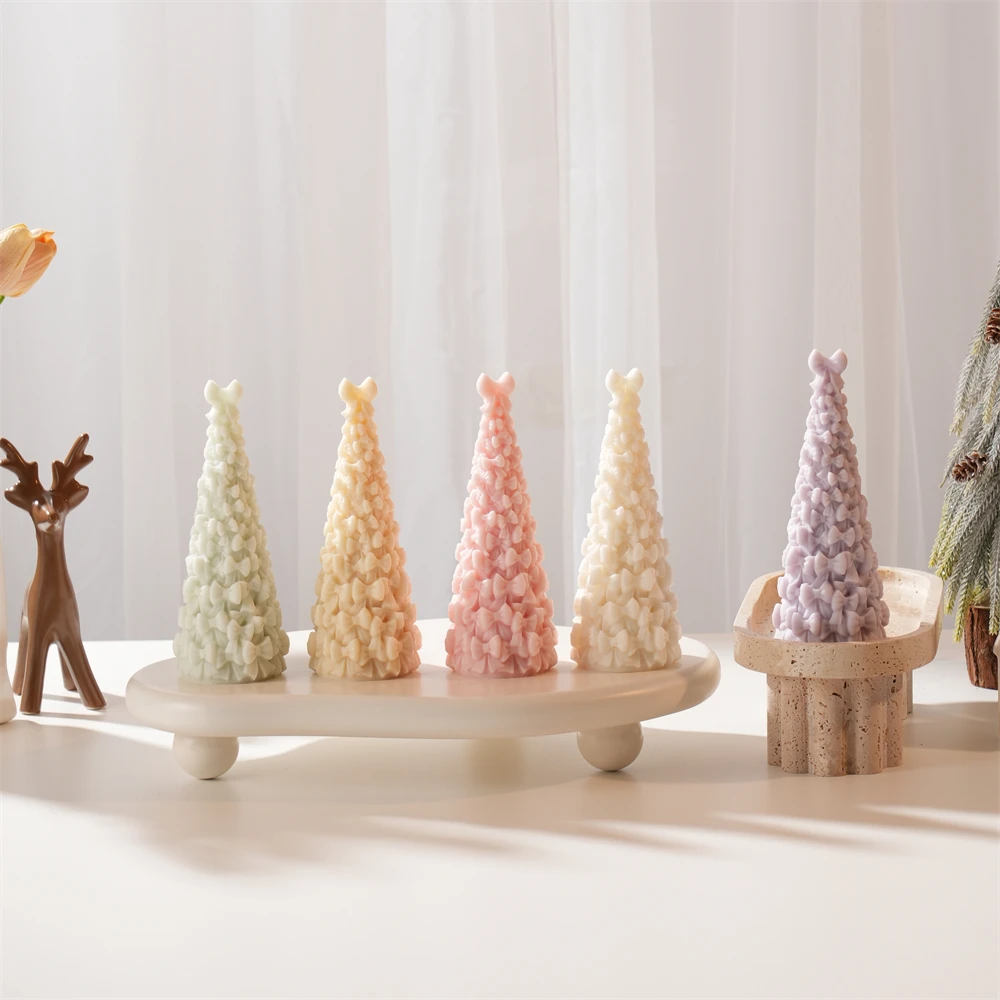 

Christmas Bow Tree Silicone Mold Christmas Bowknot Candle Mold for Soy Wax Christmas Ornament Effortless Holiday Charm