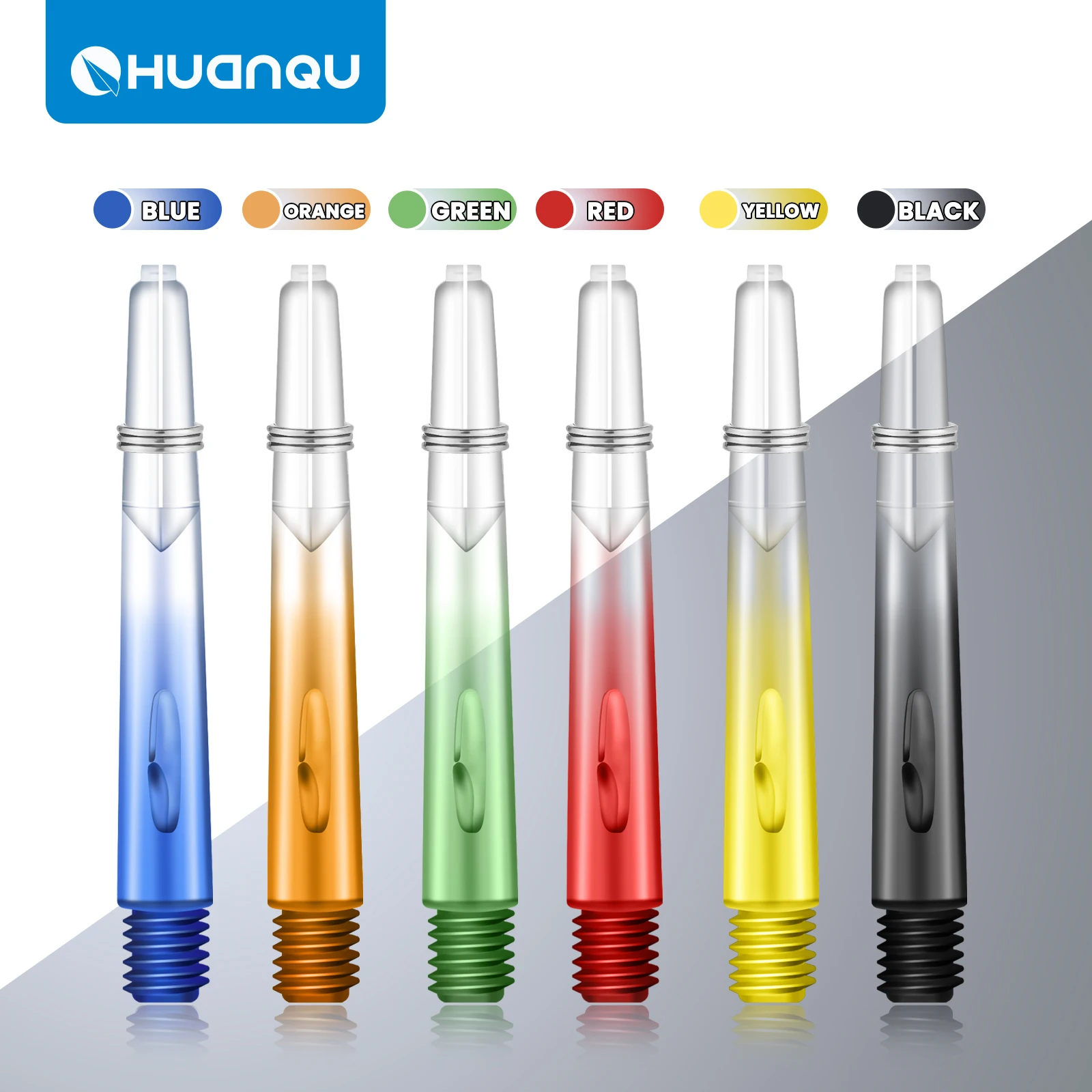 Huanqu Transparent Plastic Dart Shafts, Pack of 6, Length 46mm, Standard 2Ba Thread, Suitable for Steel and Soft Tip Darts Replacement Dart Wings, Dart Accessories