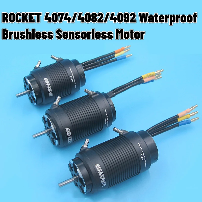 ROCKET 4074 4082 4092 4-Pole Brushless Sensorless Waterproof Motor+Water-Cooling Jacket Set RC Model Boat 2000/1900/1100/1520KV