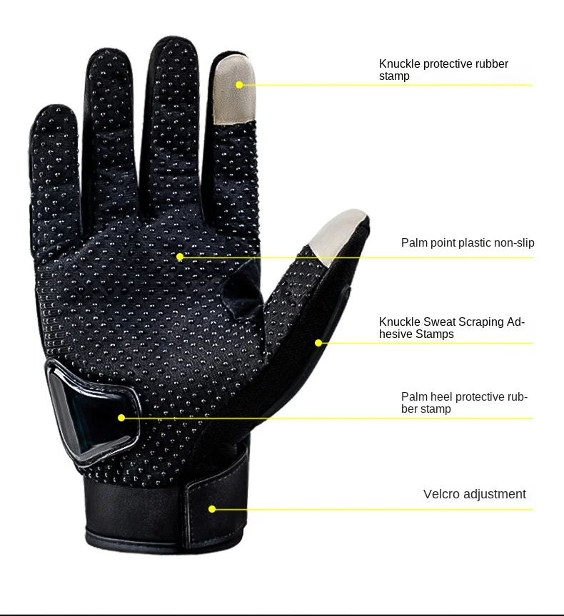 Sommer Motorrad Atmungsaktive Vollfinger Handschuhe Leder Schutzausrüstung Dirt Bike Sport Racing Reithandschuhe – Detail 8