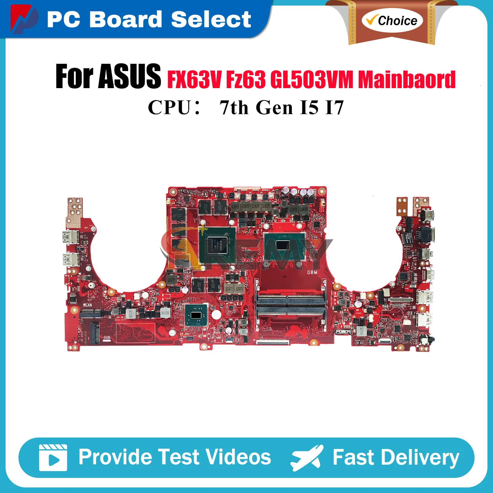 

GL503VS Laptop Motherboard For ASUS ROG Strix FX63V Fz63v GL503VM GL503V Notebook Mainboard W/ I5 I7 CPU 100% tests OK fast ship