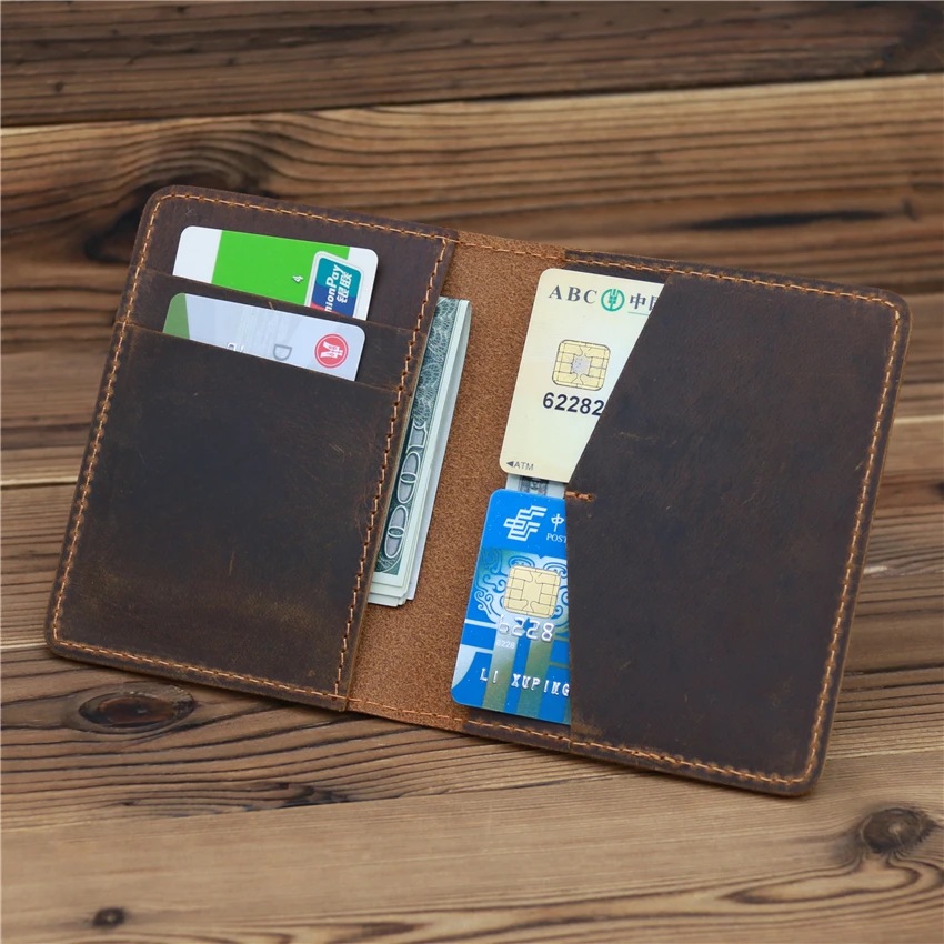 Passport Cover for Women Men Genuine Leather Vintage Business Credit ID Bank Card Holder Wallet Case Travel Accessories