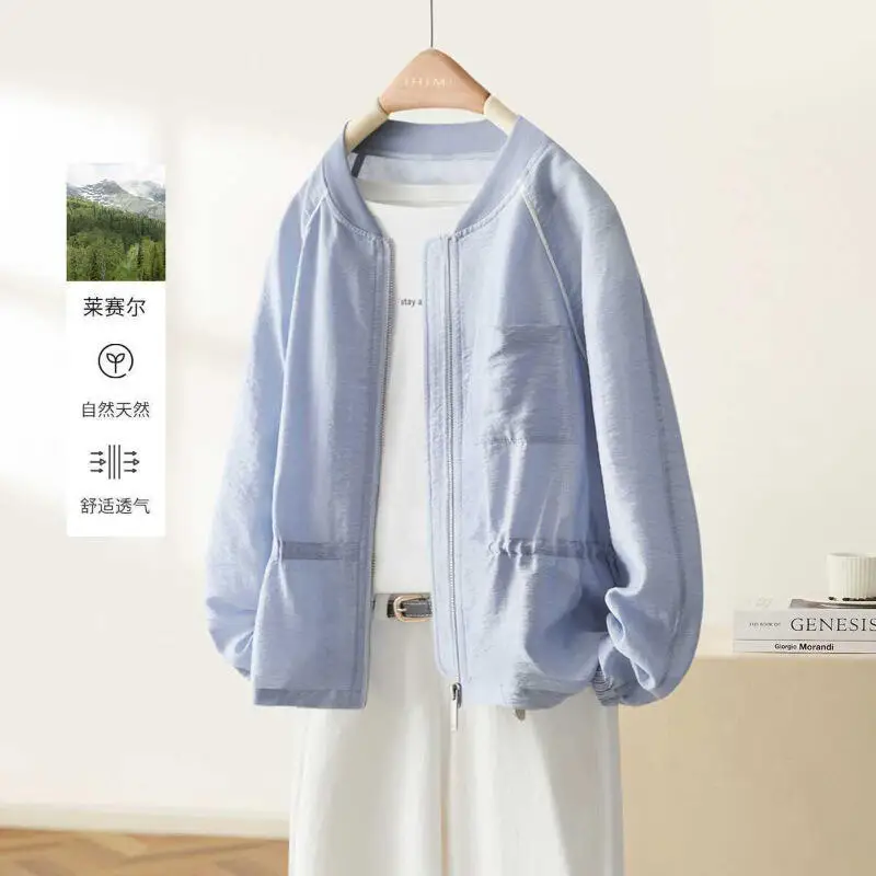 Hot 2026 Spring Autumn Women Lightweight Breath Jacket Sunscreen Tops Fashion Versatile Simple Casual Loose Short Outerwear view 2