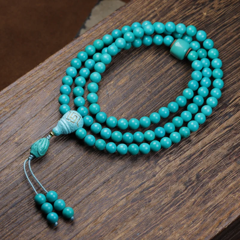 Turquoise Magnesite 108 Hand Toy Pulp round Necklace Made of Loose Beads Bracelet Ornament Accessories