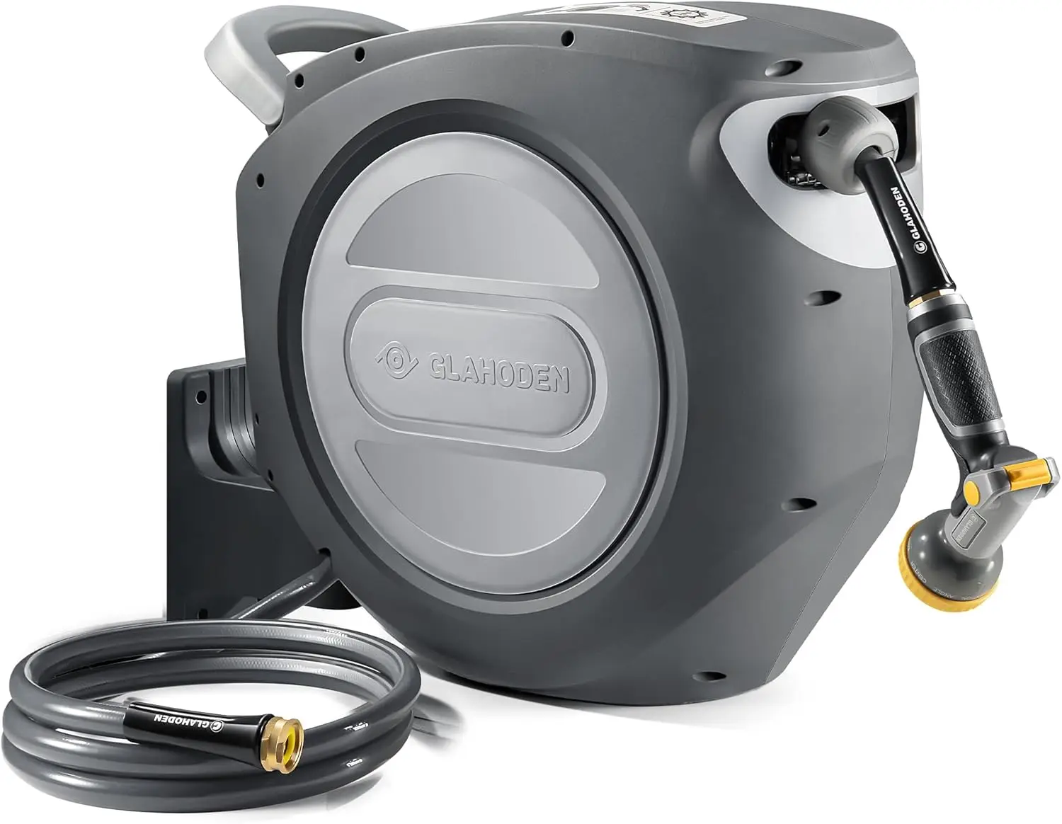 

Retractable Garden Hose Reel 1/2 in x 100 ft UV Resistant Heavy Duty Automatic Wall Mount with Brass Fitting and Nozzle