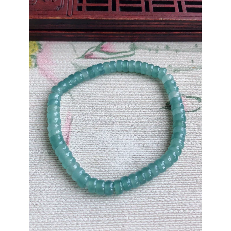 Myanmar-like Blue Fine Jade Abacus Beads Bracelet