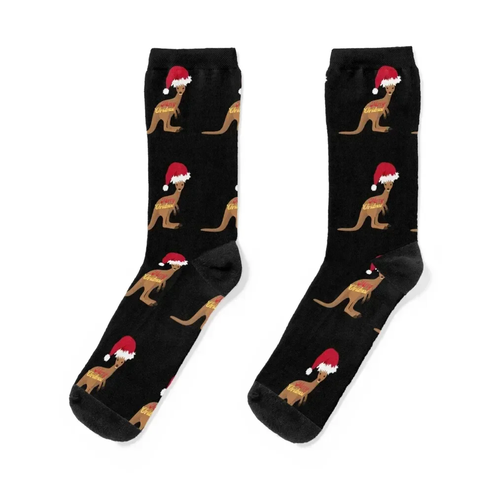 Australian Kangaroo wishing merry Christmas Socks Run men cotton high quality anti-slip golf Luxury Woman Socks Men's