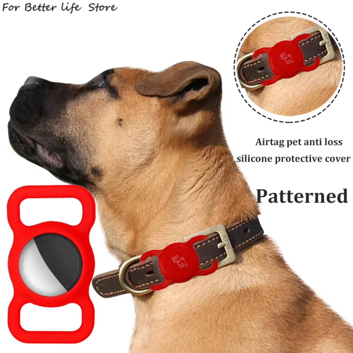 

1Pcs Patterned Airtag Silicone Pet Collar Anti Loss Cat Dog Locator Color Luminous Protection Tracker Protective Sleeve
