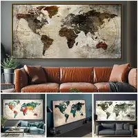 Modern World Map Canvas Art Decorative Poster for Living Room Bedroom Walls Stylish Housewarming Gift