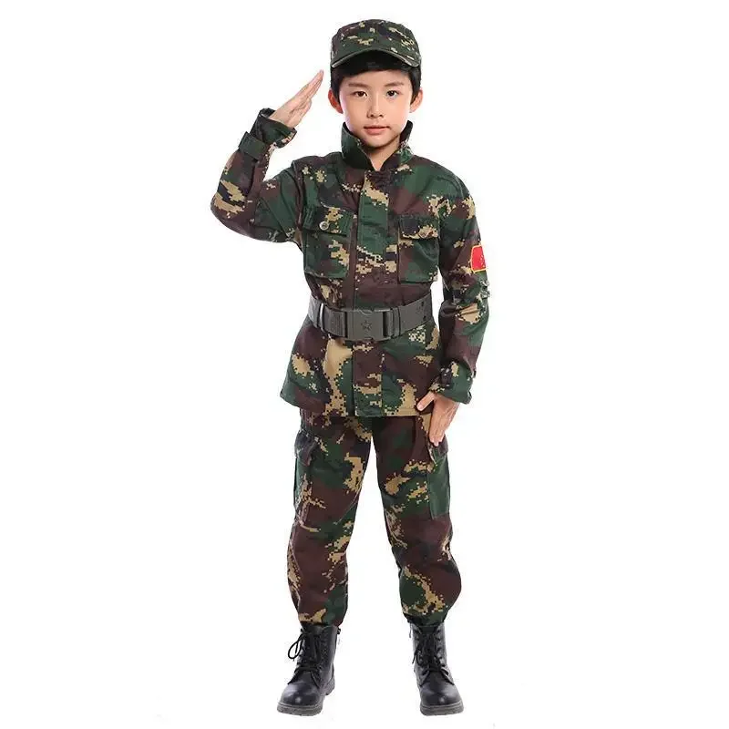 Kids Military Costume with Camo Uniform, Lifesaving Whistle and Binoculars