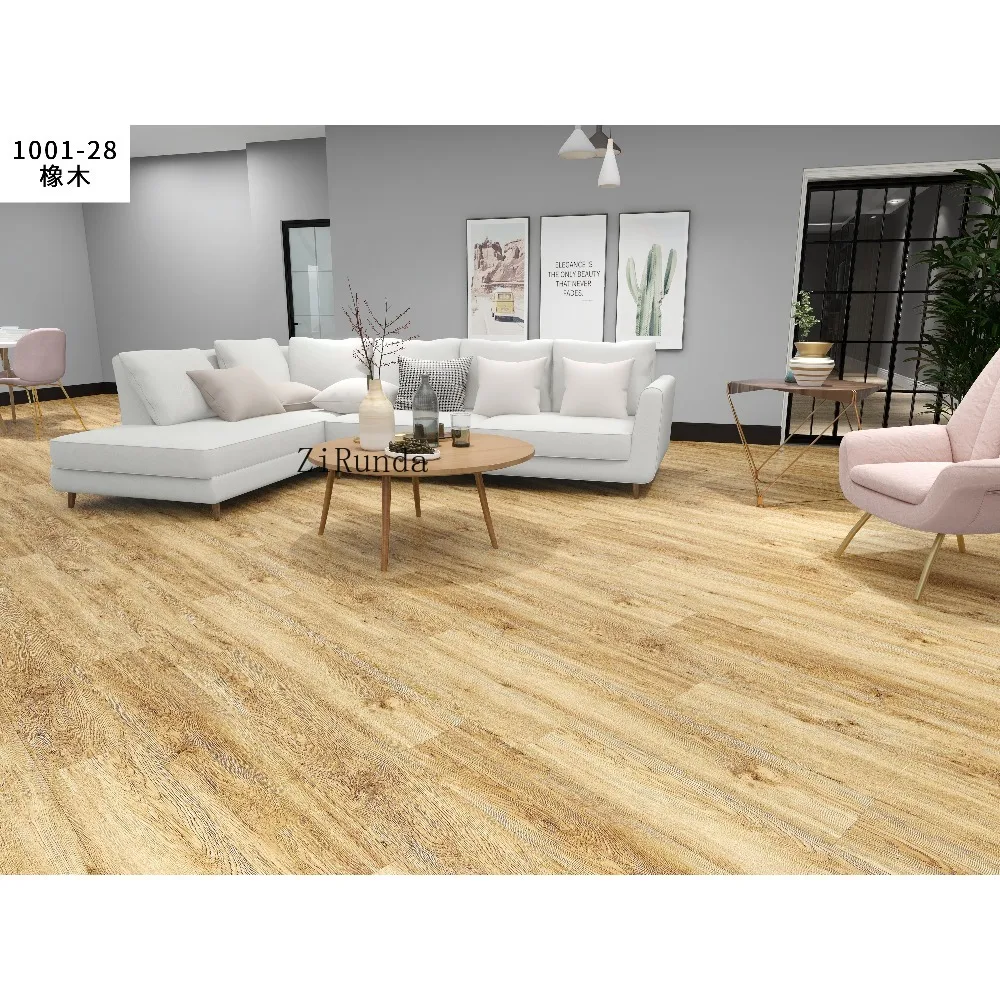 Lantai plastik SPC motif anyaman tangan 7 x48 yang tahan lama dan dapat disesuaikan