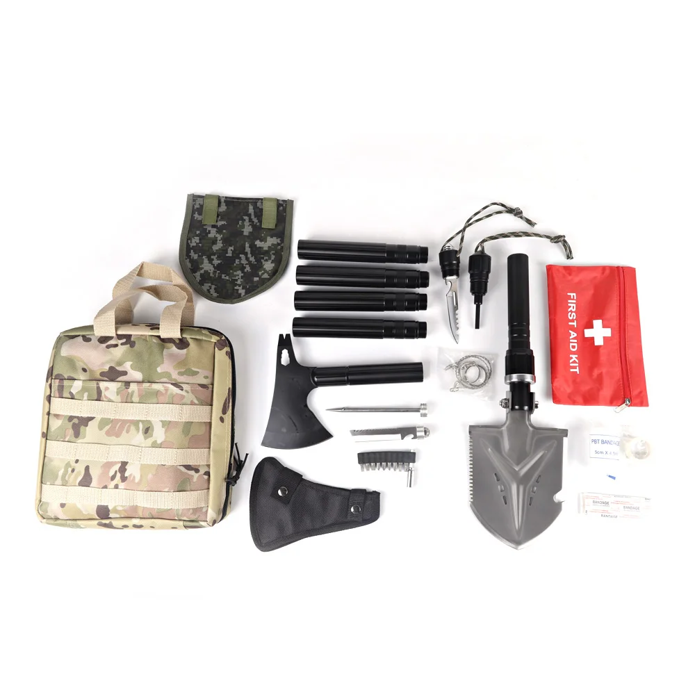 Wholesale All In One New Stainless Steel Metal Multi Outdoor Tactical Foldable Shovel