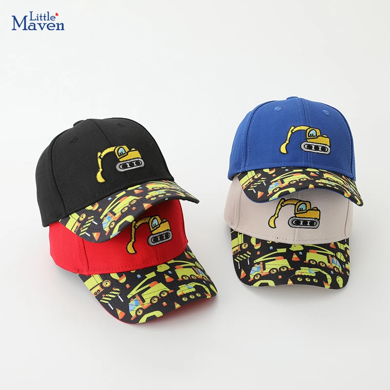 2025 Summer Baby Sports Hats Fashion School Boy Baseball Hats Excavator Embroidered Children Outdoor Kids Caps for 2-8Years