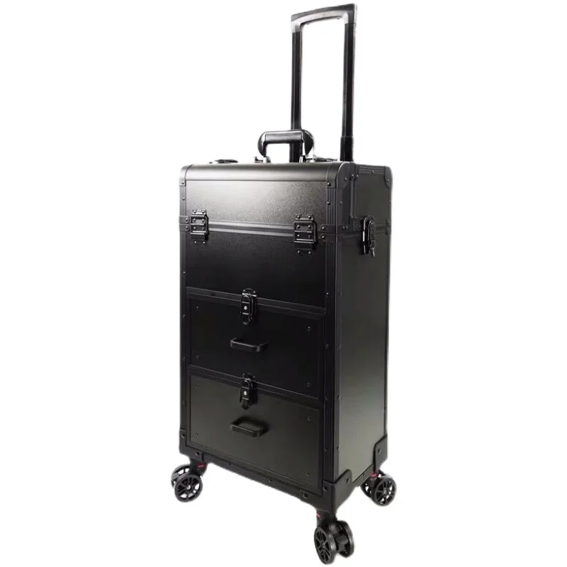 Makeup Storage Box Beauty Artist Suitcase Luxury Aluminum Barber Toolbox Vintage Manicure Embroidery Trolley Case