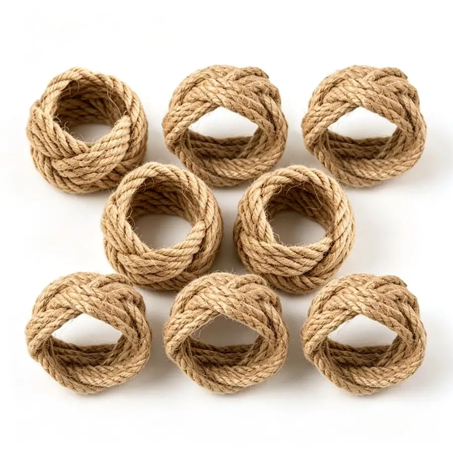 3/6pcs Jute Rope Napkin Holders, Country‑style Dining Table Accessories for Holiday Banquets, Home Daily Dining, Restaurant XJM