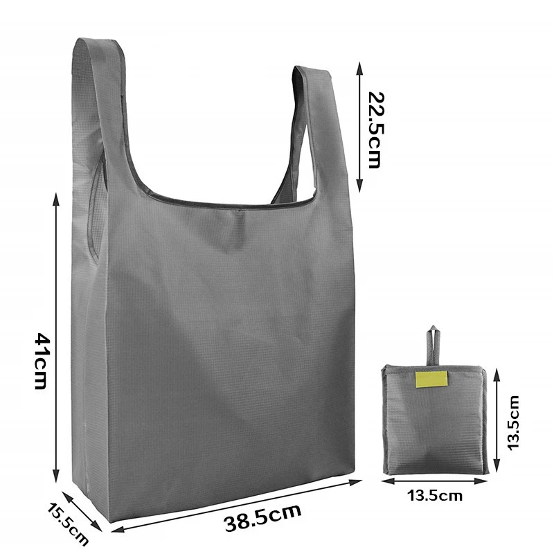 Foldable Portable Shopping Bag Reusable Environmental Protection Tote Home Travel Waterproof Storage Oxford Cloth Gray Pouch