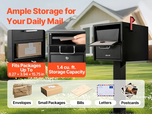 SucceBuy Post Mount Mailbox Anti-Pry & Anti-Theft Mailboxes for Outside with Magnetic Door Weather-Resistant for House Outside
