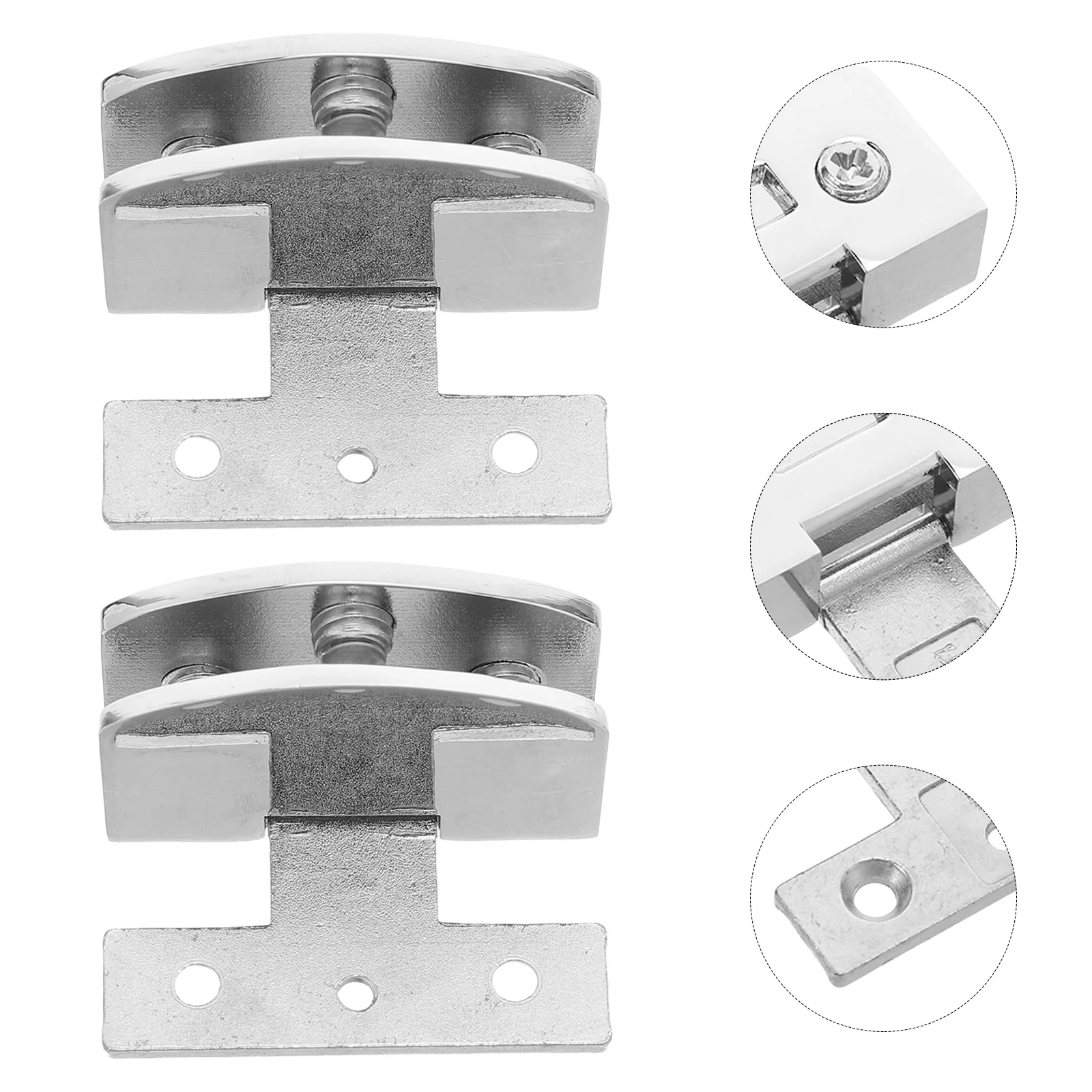 

2Pcs Durable Glass Door Hinge Silver Frameless Shower Cabinet Showcase Clamp Pivot Quiet Operation Versatile Clamping