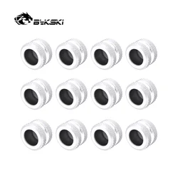 Bykski 12pcs/Lot OD14mm 12mm 16mm Hard Pipe Fittings PETG Tube Hand Compression G1/4'' Adapter Connector Black White B-FTHTJ-L14