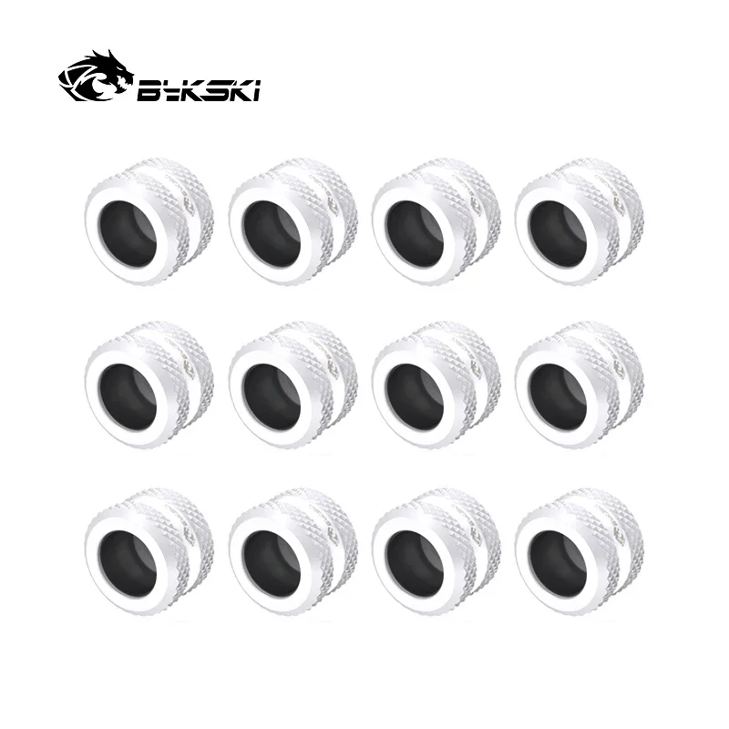 Bykski 12 sztuk/partia OD14mm 12mm 16mm twarda złączki rurowe rura PETG ręczne kompresja G1/4 ''złącze adaptera czarny biały B-FTHTJ-L14