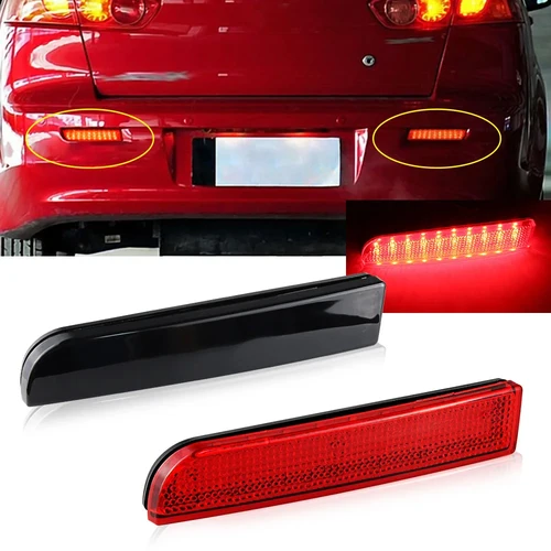 Luces de freno traseras reflectoras LED para coche para Mitsubishi Evolution X Lancer 2008-2017 accesorios de lámpara antiniebla de advertencia de parachoques trasero 2 uds