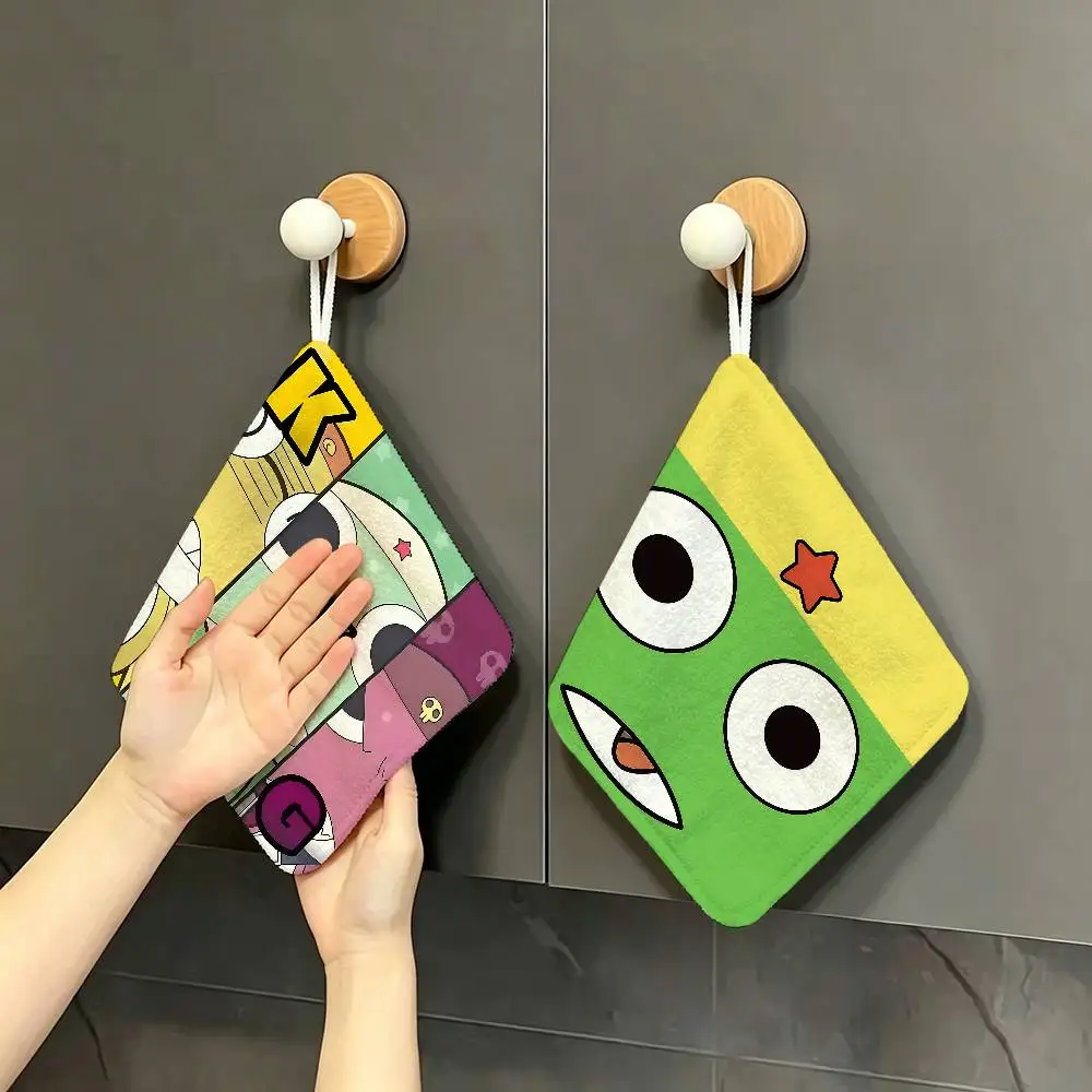 K-Keroro Gunsou Frog Hanging Design Hand Wiping Towel, Polyester Cotton Fabric, Universal for Bathroom Kitchen