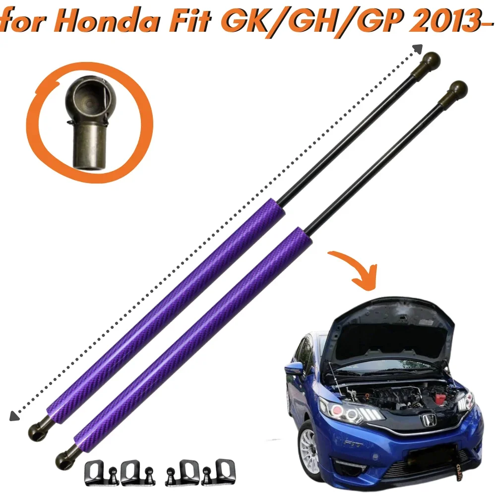 

9 Colors Carbon Fiber Bonnet Hood Gas Struts Springs Dampers for Honda Fit GK/GH/GP 3rd 2013-present Jazz Lift Support Shock Bar