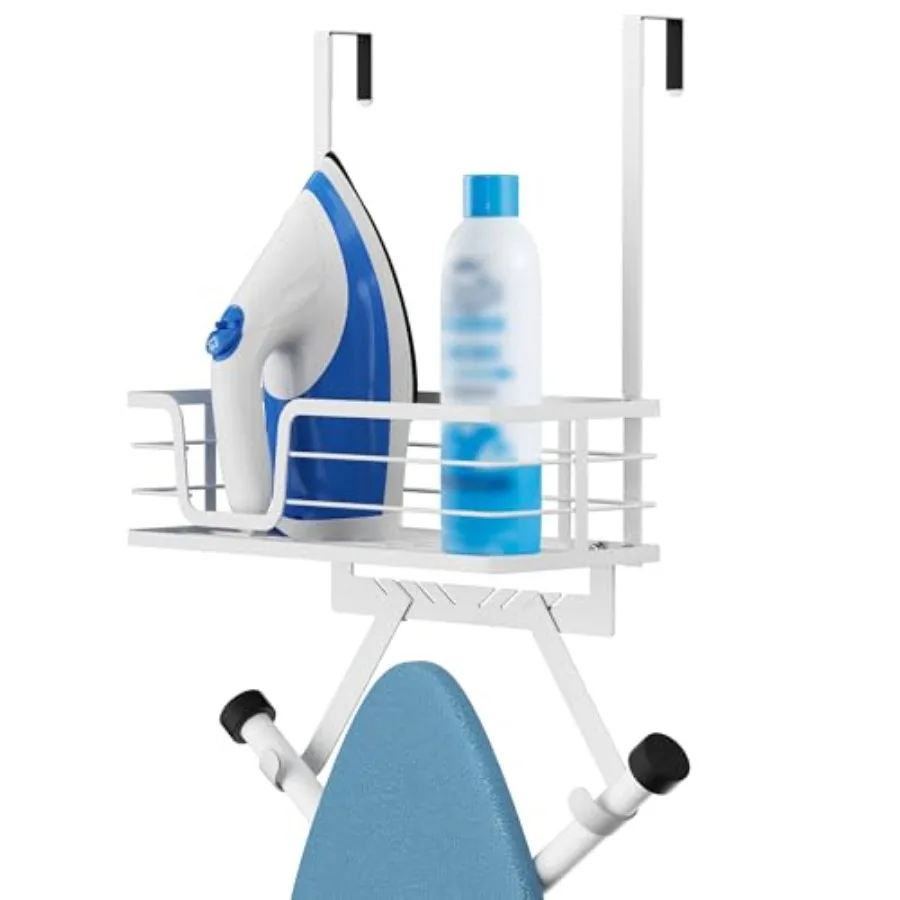 

Over The Door Ironing Board Holder, Ironing Board Hanger Over Door Organizer with Storage Shelf Y and T Shaped s for 3/8 Doors,