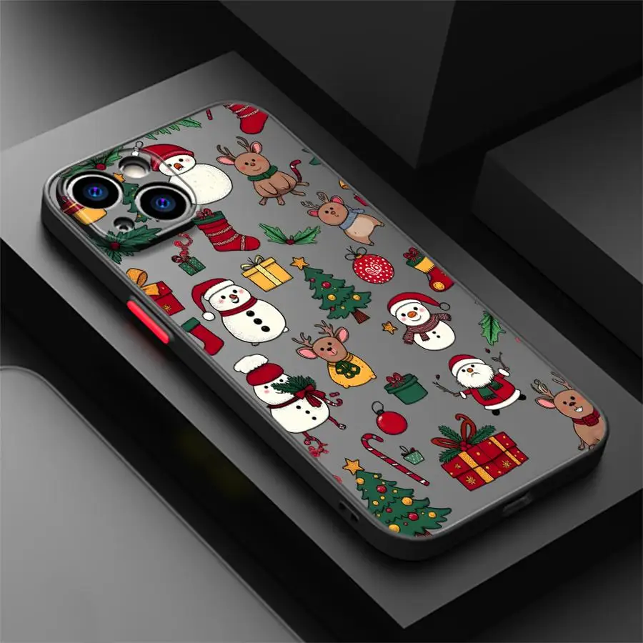 الكرتون عيد الميلاد الغزلان عودة غطاء الهاتف الحال بالنسبة آيفون 13 Mini 14 16e 15 Plus 12 11 17 Air XS 17 16 Pro Max #2