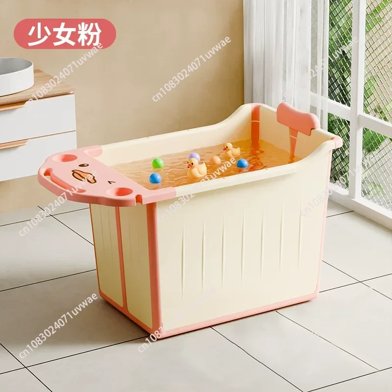 漫画柄ベビー折りたたみ浴槽断熱ベビー水泳用高めバスバケツ中型大型子供用浴槽厚め