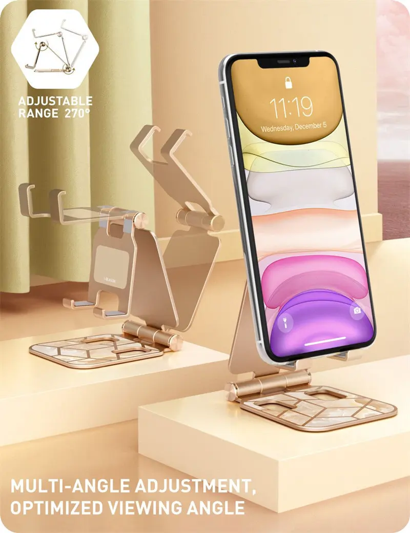 Adjustable Cell Phone Stand Holder I-Blason Phone Dock Multi Angle Compatible with Smart Phone For iPhone For Android Smartphone