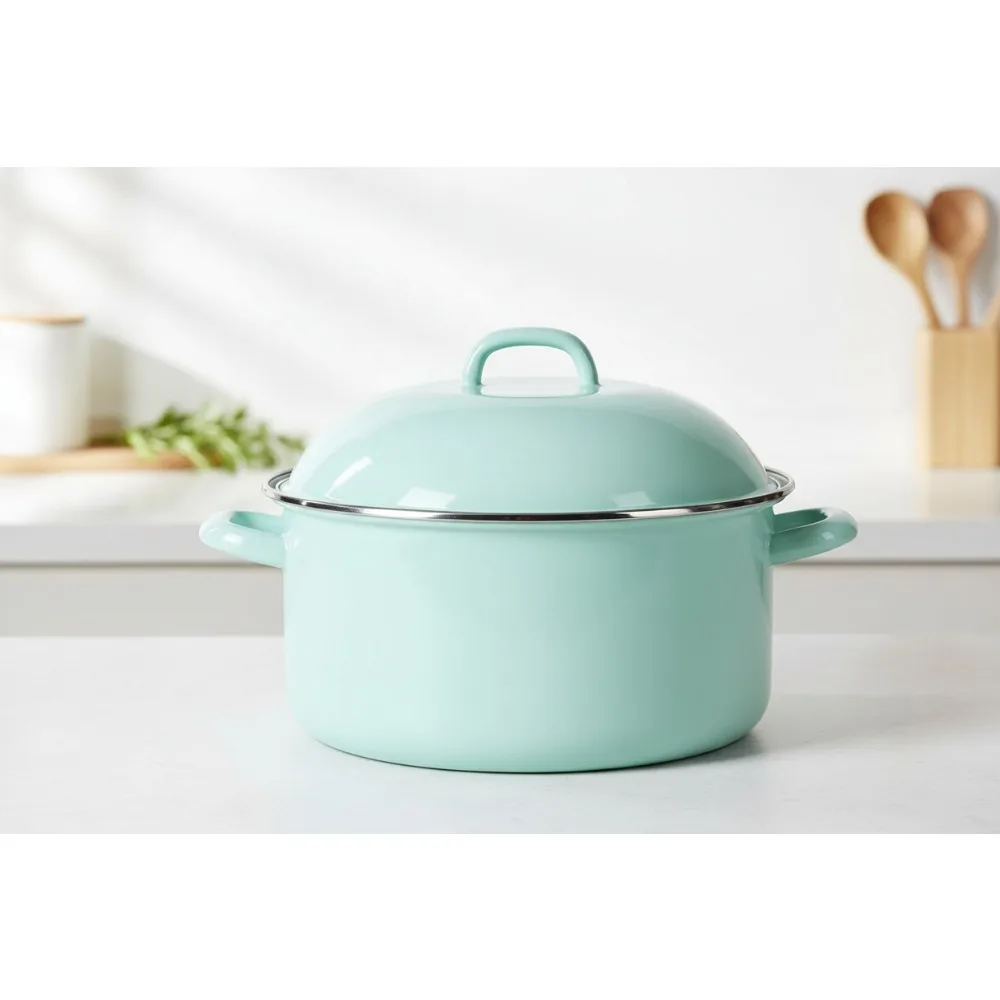 

Голландская духовка из эмалевой стали емкостью 6,4 литра с крышкой — устойчивая к царапинам, индукционная, безопасная для домашних приготовления пищи