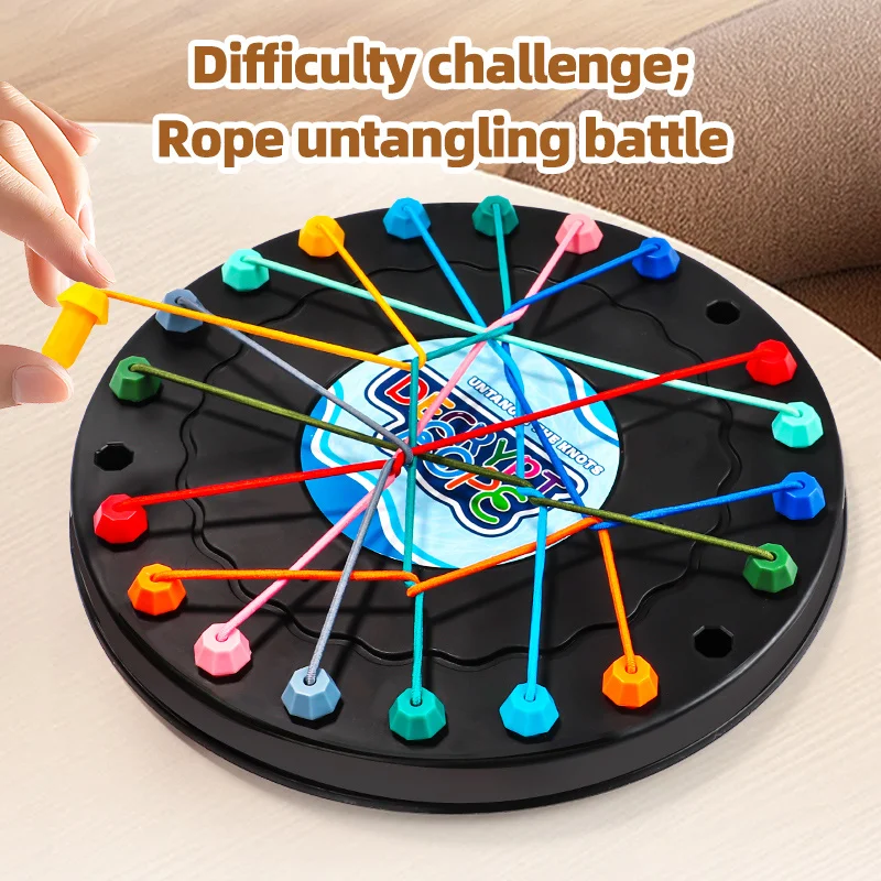 Twisted Rope Puzzle Game Brainy Knots Rope Untangling Board Game, Rope Knots Challenge Game, String Solution Central Lacing Toys