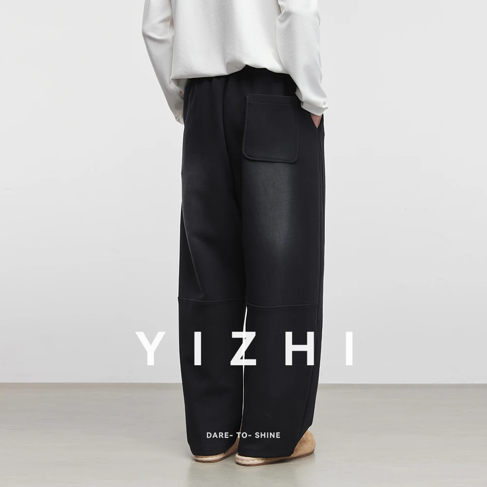 Fashion Men's Washed Straight Casual Pants 2025 Spring Autumn New Casual Sports Wide-leg Mopping Trousers Male Pants