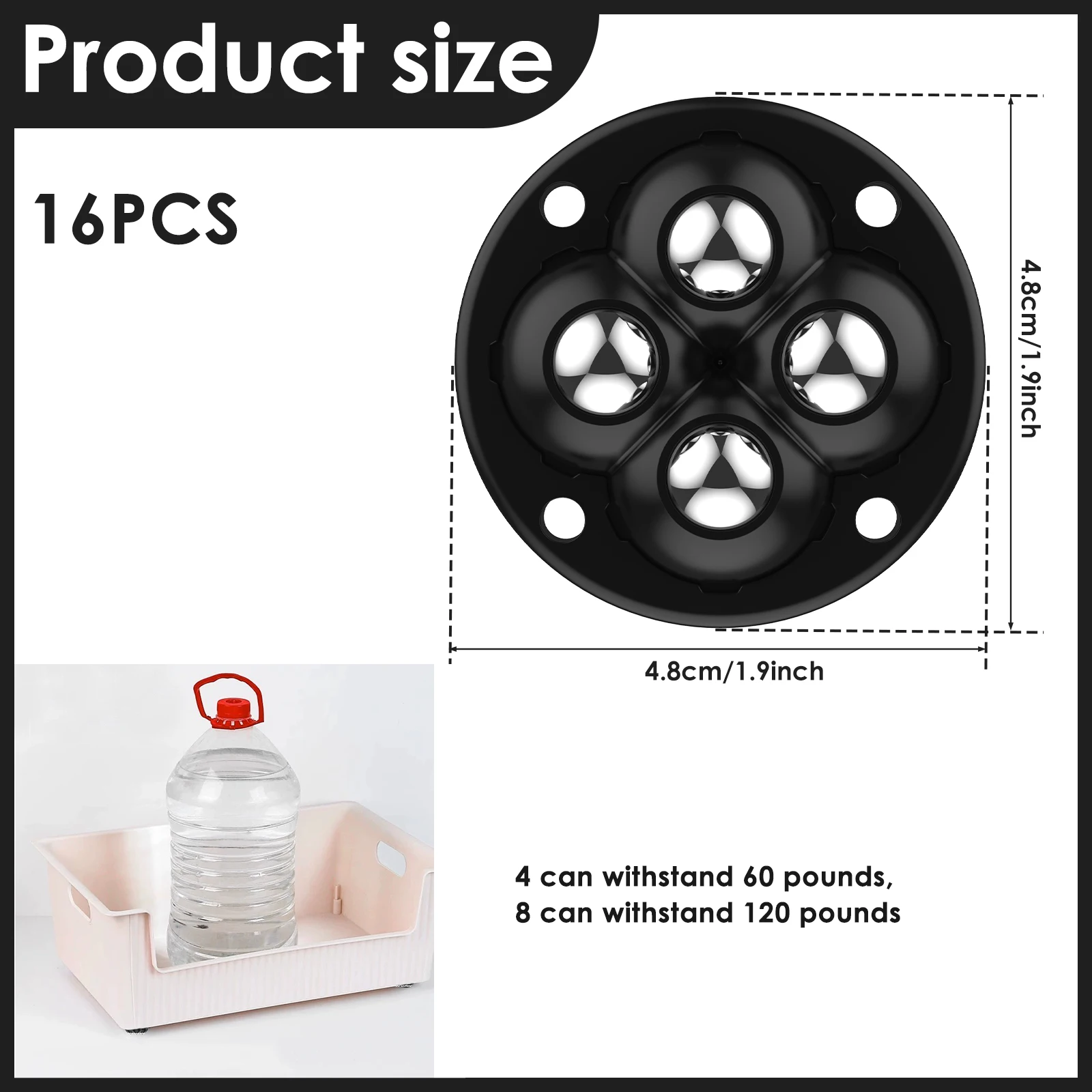 16Pcs Mini Caster Wheel 360 Rotatable Self Adhesive Swivel Caster Roller with 4 Stainless Steel Ball Furniture Kitchen Appliance