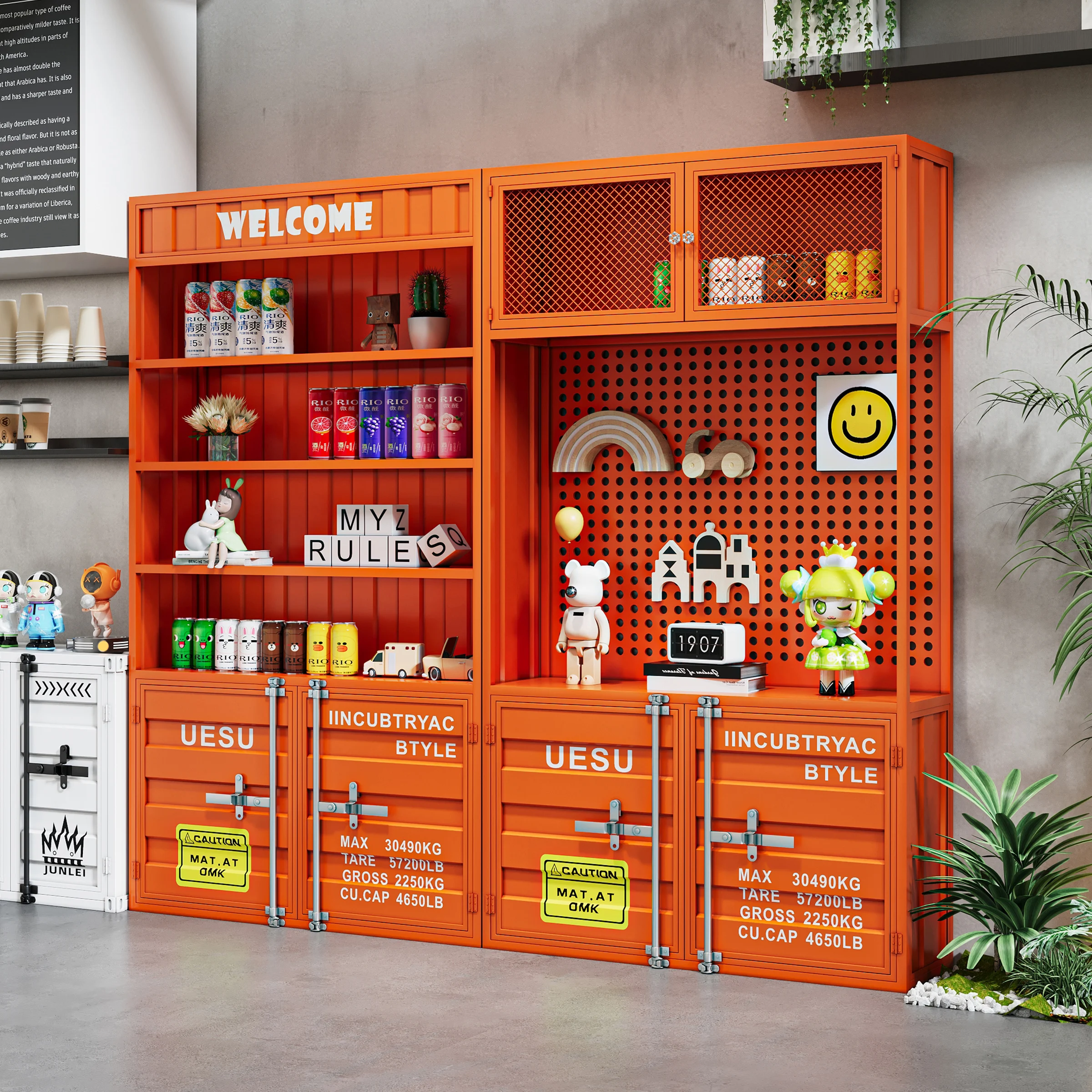 

!@Modern Industrial Style Shop Hand Cabinet Sample Storage Container Wine Cabinet Commercial Bar Display Wall Shelf Display Rack