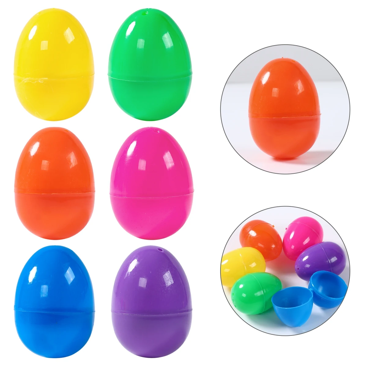 12/24Pcs Fillable Easter Eggs Plastic Opening Empty Egg Toys Colorful Candies Gift Packaging Boxes Easter Party Home Decoration