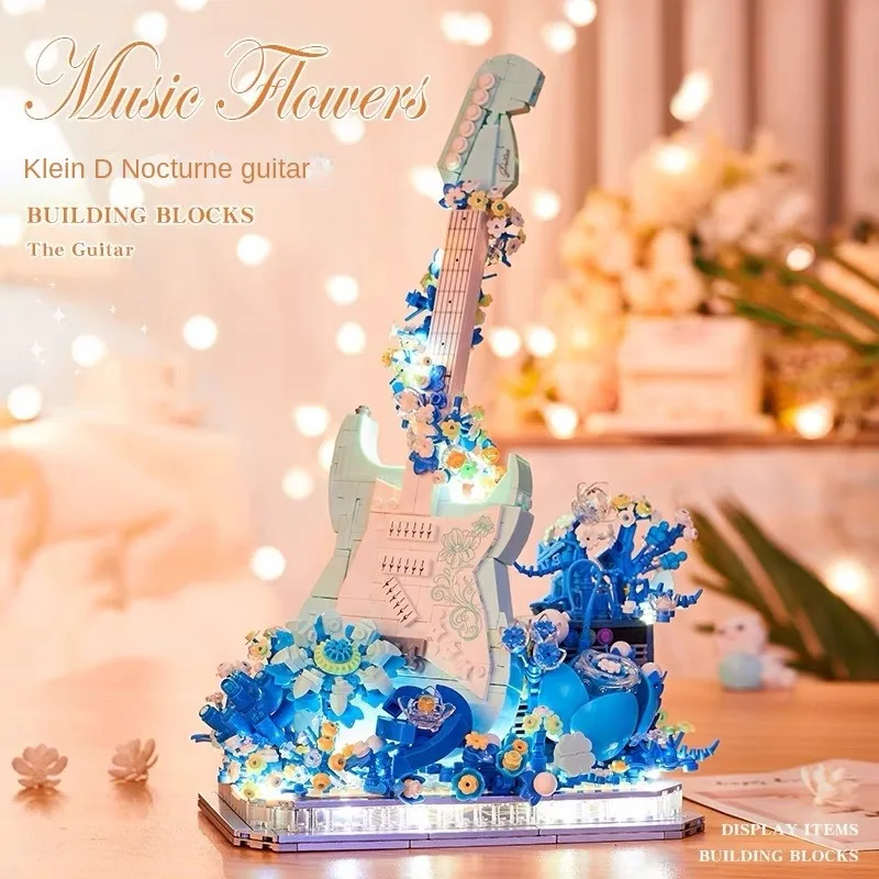 The Eternal Flower Electric Guitar Violin Piano Ukulele Building Block Assembly toy creative decoration gift