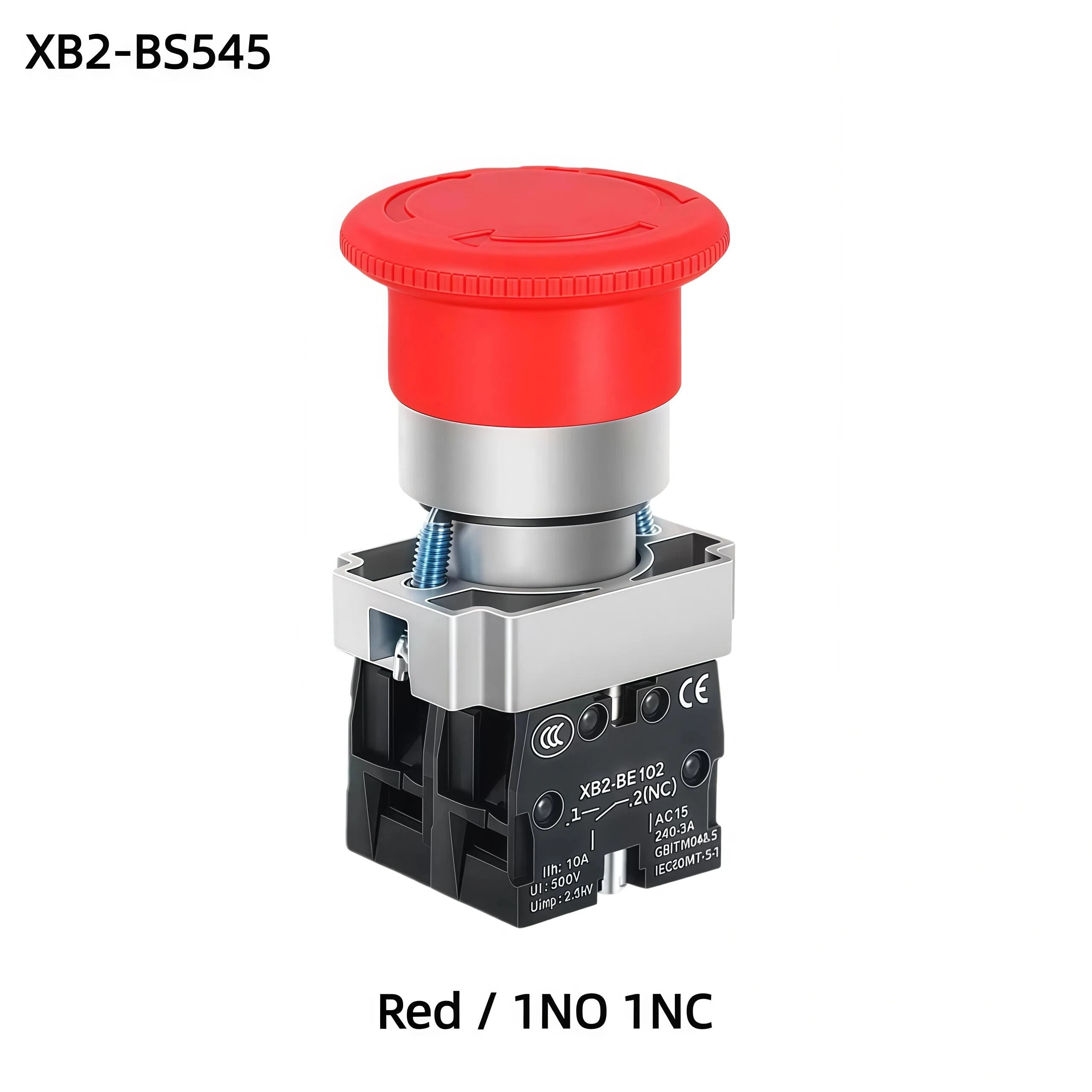 22mm Emergency Stop Red Mushroom Button Switch XB2-BS642 BS541 BS545 BS542 Self-locking / Latching Copper Contact / Silver Conta