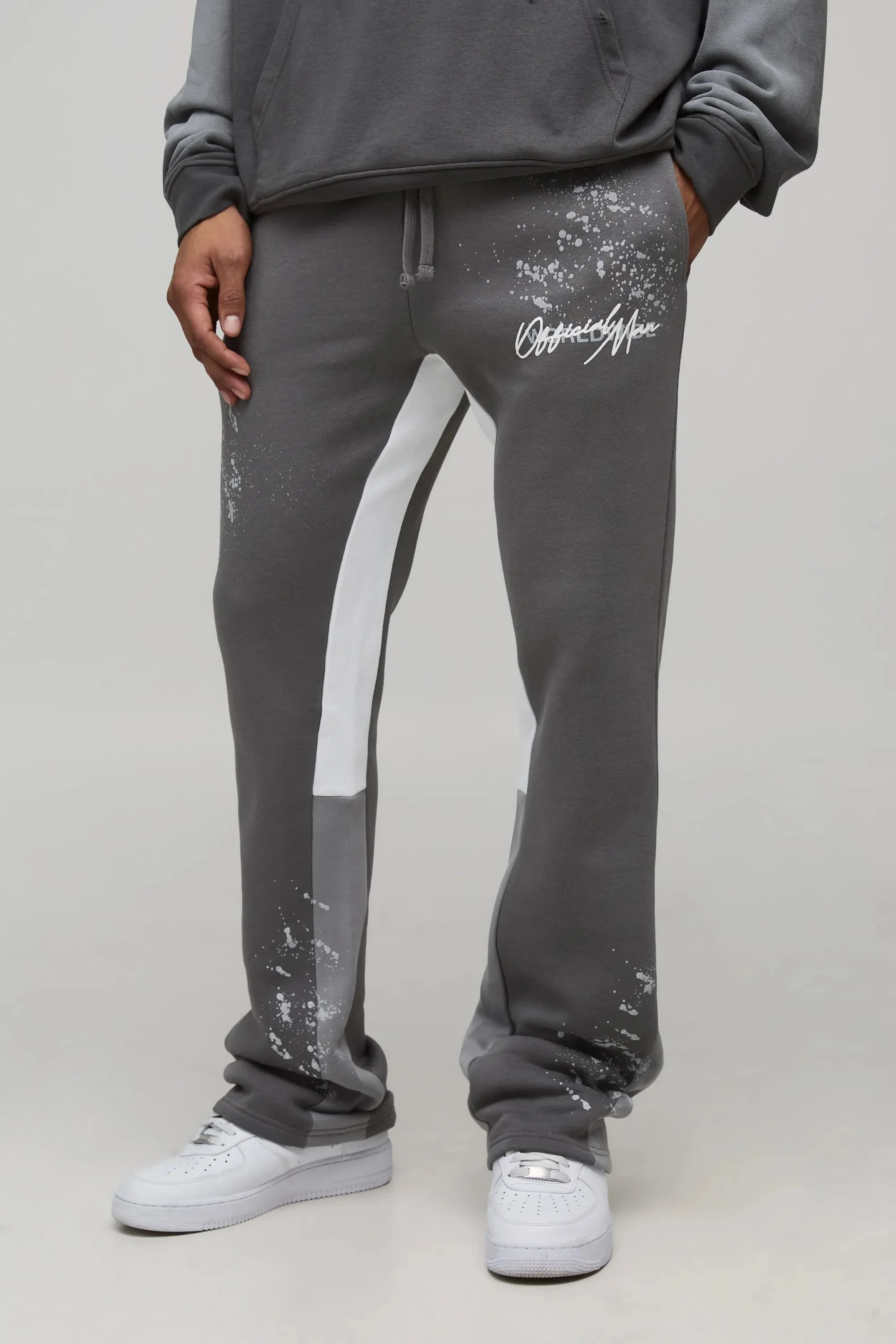 Men Women Straight‑Leg Pants 3D Splash Ink Print Quick Dry Trousers Color Block Hip‑Hop Streetwear Drawstring Waist Long Pants