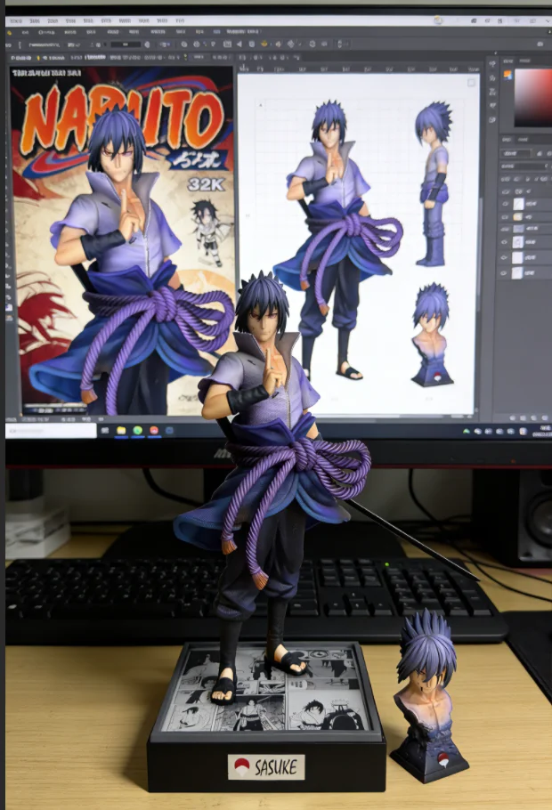 

Naruto Handheld Nirvana Uchiha Sasuke Ninja Anime GK Model Desktop Trendy Play Ornament Peripheral Gift Wholesale