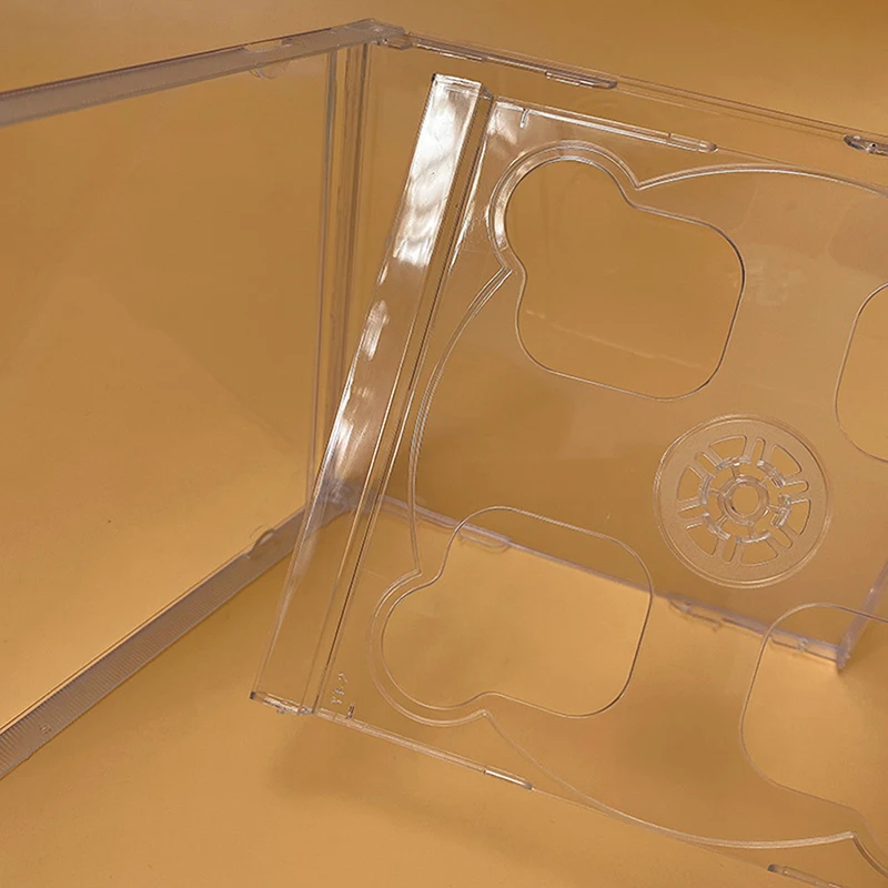 1PC Square Transparent Bottom CD Box Empty CD Case PP Plastic Milky Transparent CD Case CD Case Capacity 2 Discs