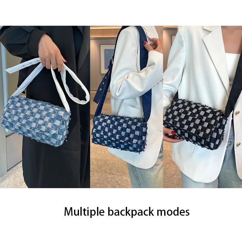 Women Bag Bag Denim Plaid Pattern Shoulder Bag Daily Commute Crossbody Bag Pillowcase Shopping