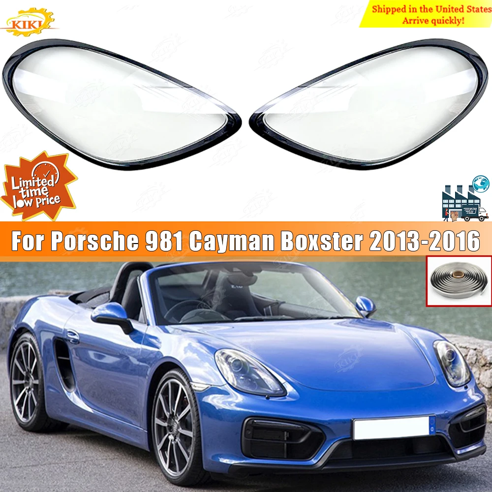 

Fit For Porsche 981 Cayman Boxster 2013-2016 a pair of headlamp lampshades Car headlight lampshade free rubber strip