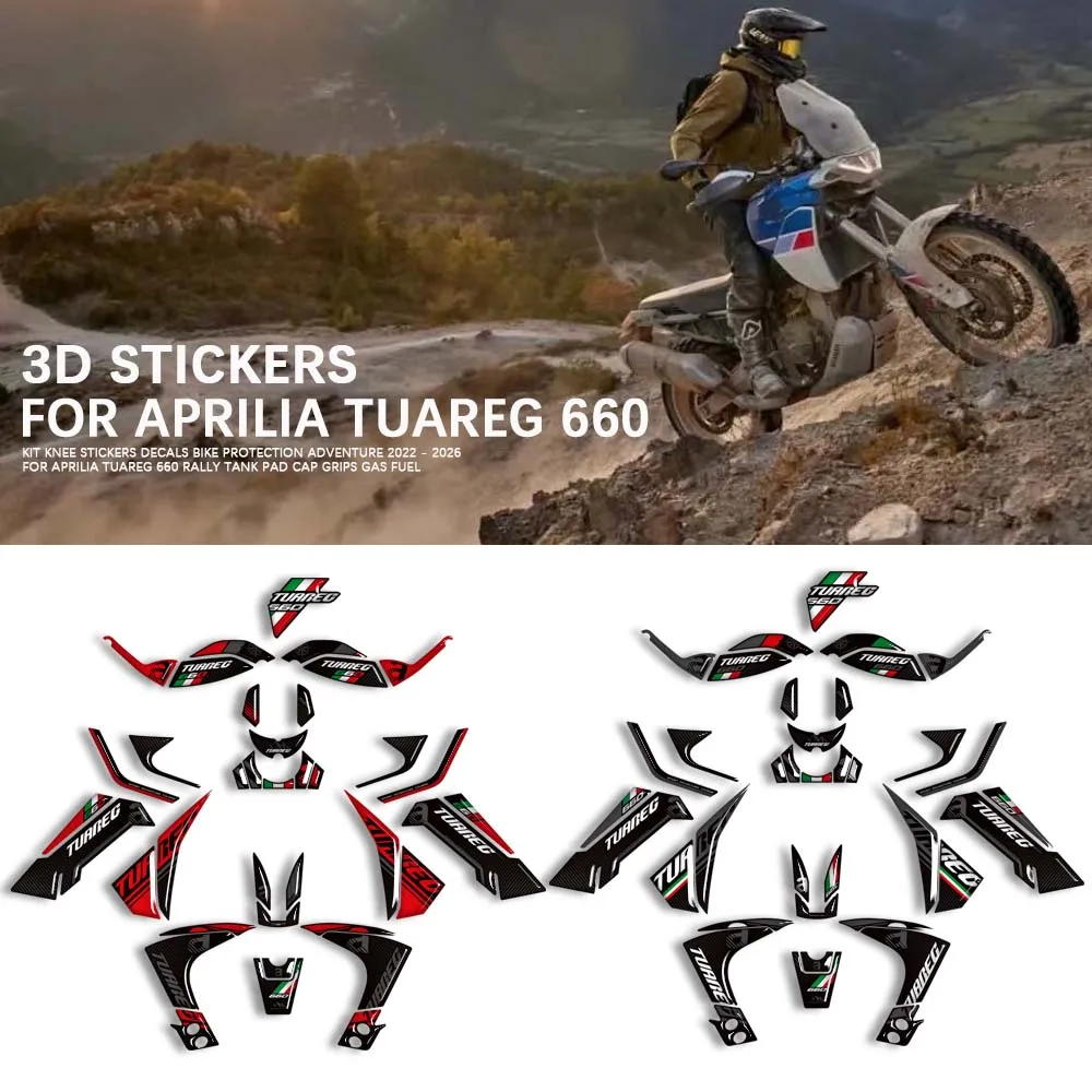 

Motorcycle For Aprilia Tuareg 660 RALLY Tank Pad Cap Grips Gas Fuel Kit Knee Stickers Decals Bike Protection Adventure 2022-2026