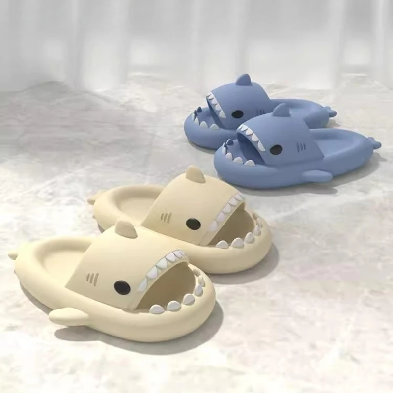 Summer Home Women Shark Slippers Anti-skid EVA Solid Color Couple Parents Outdoor Indoor Bathroom Household Funny Shoes