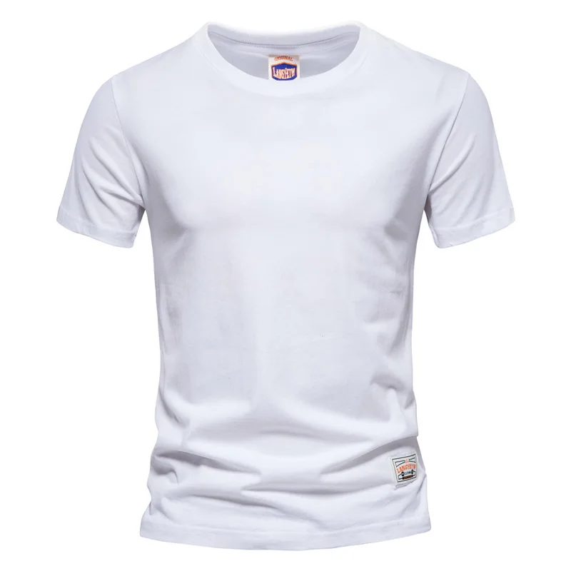 

2024 Summer 100% Cotton T-Shirts Men Wihte Fashion Casual Short Sleeve O-Neck T Shirt for Men Quality Tops Tees Basic Clothing