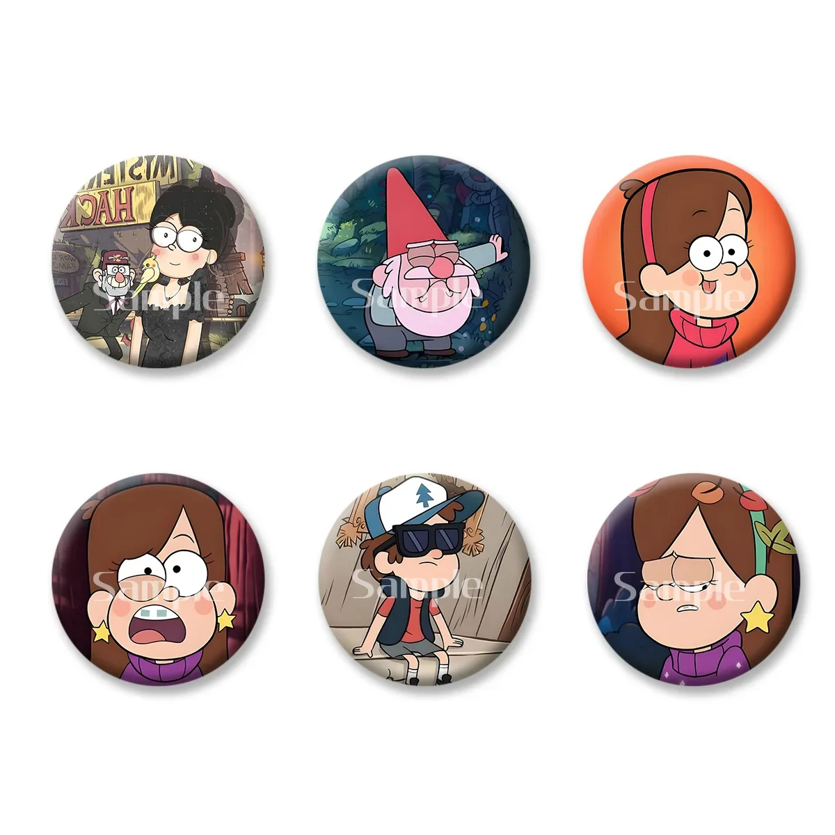 

Gravity Falls Mabel Dipper Anime Cartoon Flash Badge Keychains Makeup Mirror Fridge Magnet ACG Goods Game Peripherals Toy Gift