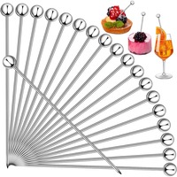 Stainless Steel Cocktail Picks Reusable Cleanable Cocktail Toothpicks Metal Skewers Cocktail Sticks for Drinks 4.3 Inch